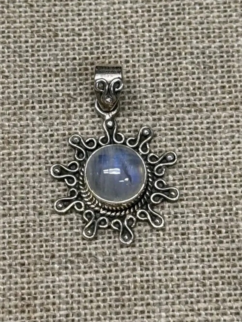 Sterling Silver Artisan Sri Lankan Moonstone Pendant - Picture 2 of 4